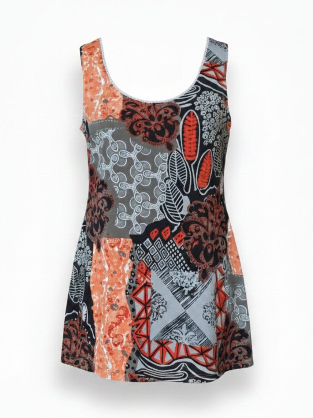 GITANE - Colorful Sleeveless Patchwork Top Tunic  - large